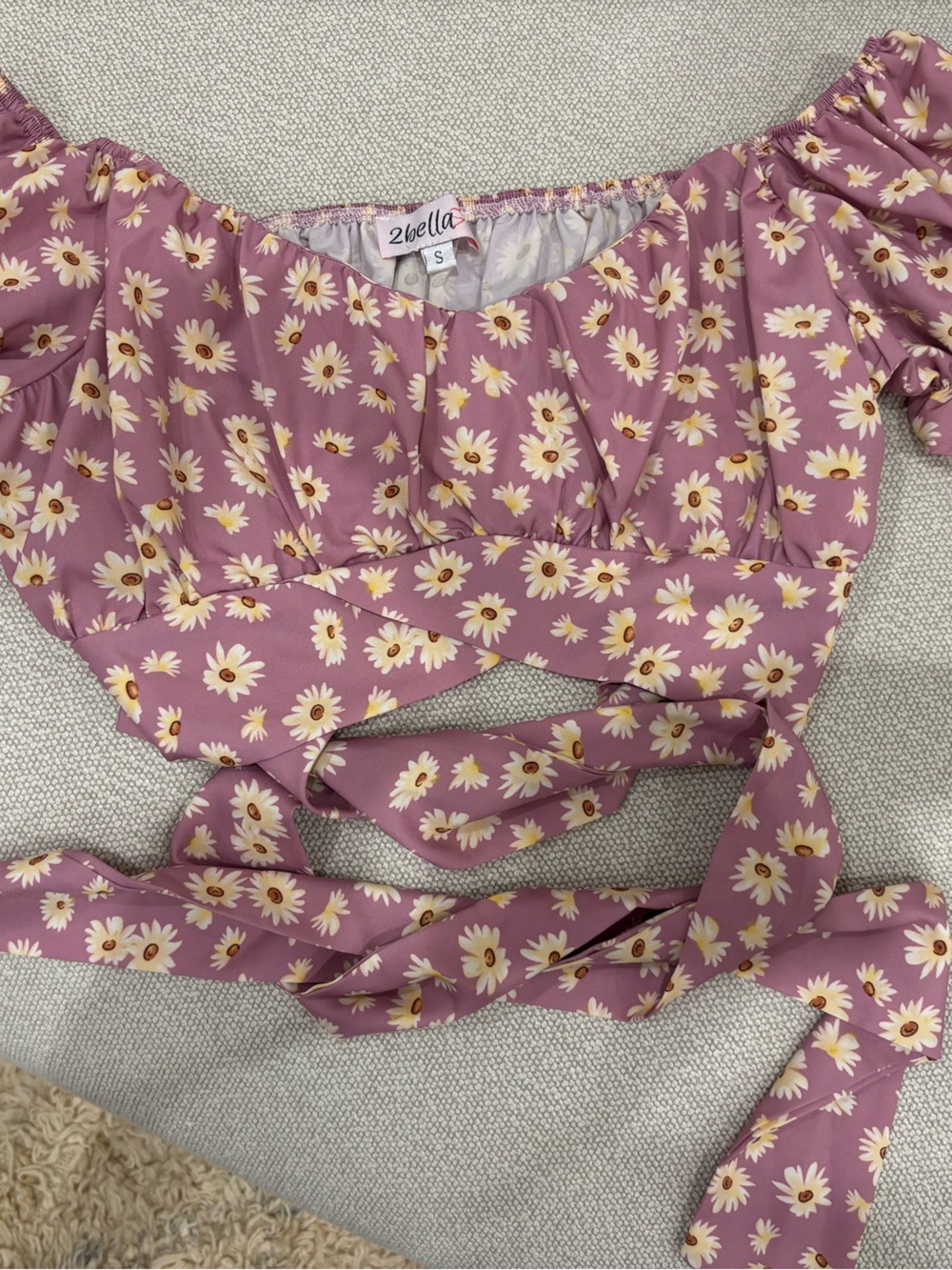 Mauve Daisy Wrap Crop Top